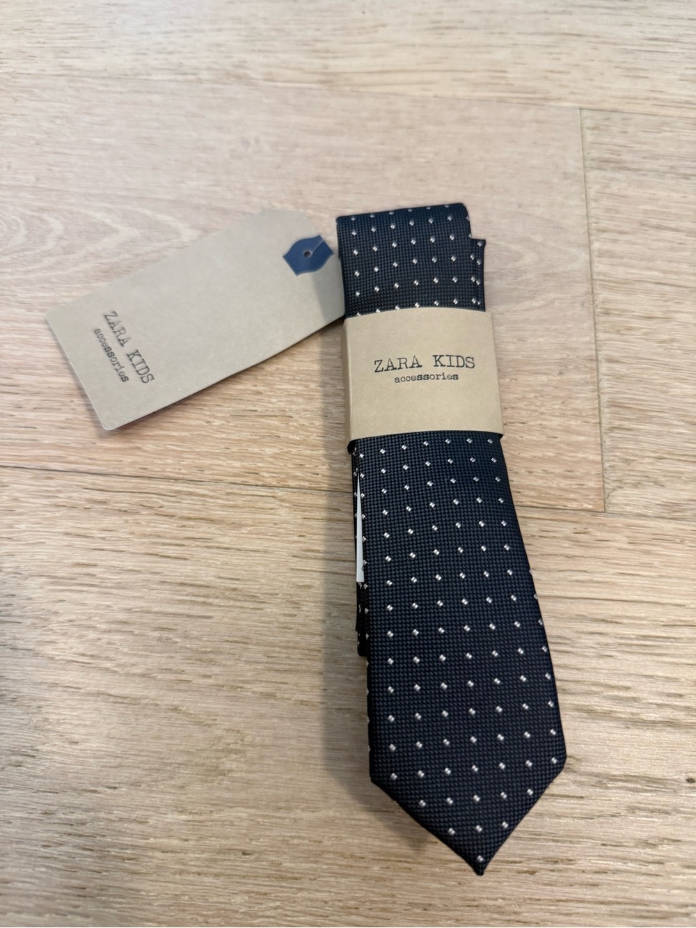 Zara Kids Blue Tie with White Microdots New